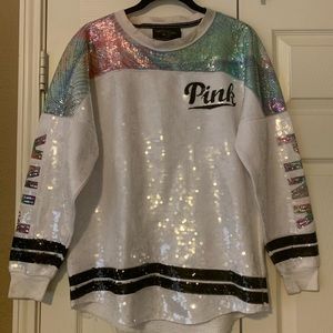 Victoria’s Secret Pink Sequin Sweatshirt w/ cut out back